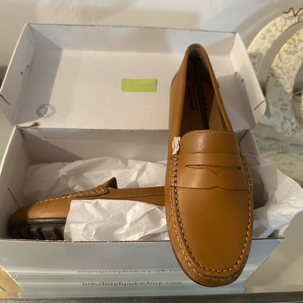 Marc Joseph Tan Leather Penny Loafers